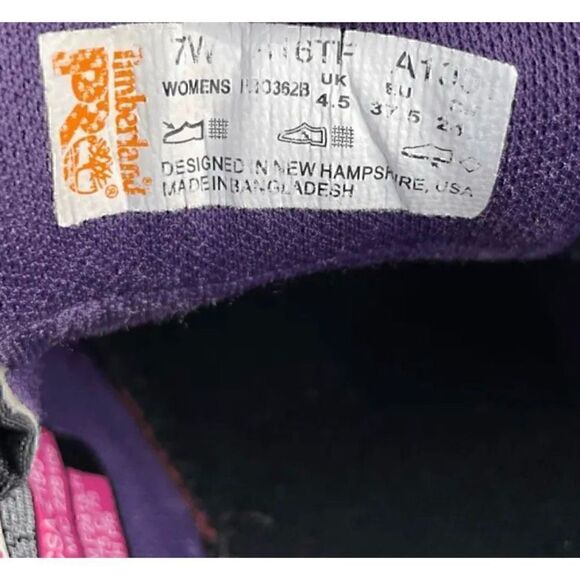 Timberland PRO Shoes Womens Size 7 W Black Purple Powertrain Alloy Toe - Picture 6 of 9